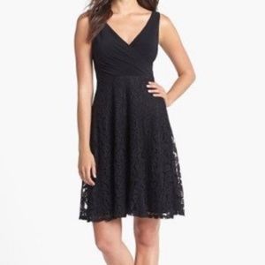 Isaac Mizrahi Black Lace Surplice Cocktail Dress
